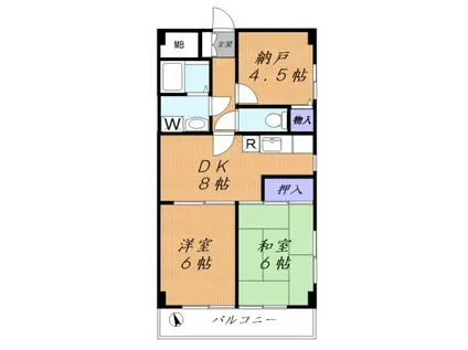 ボナールあざみ野(2SDK/2階)の間取り写真