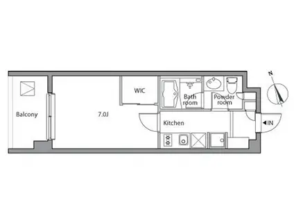 レジディア祐天寺(1K/2階)の間取り写真