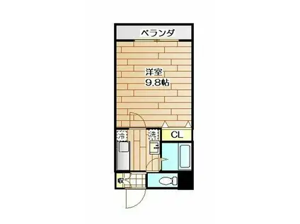 モックパレスDE(1K/4階)の間取り写真