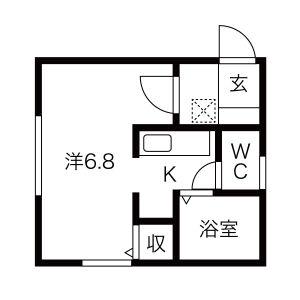 マロンブリッジ(1K/2階)の間取り写真
