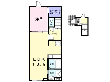 ラパーチェ伊達(1LDK/2階)の間取り写真