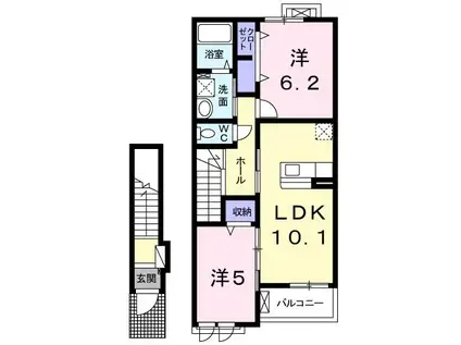 トゥールビヨン(2LDK/2階)の間取り写真