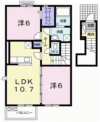ウエスト カーサ(2LDK/2階)の間取り写真