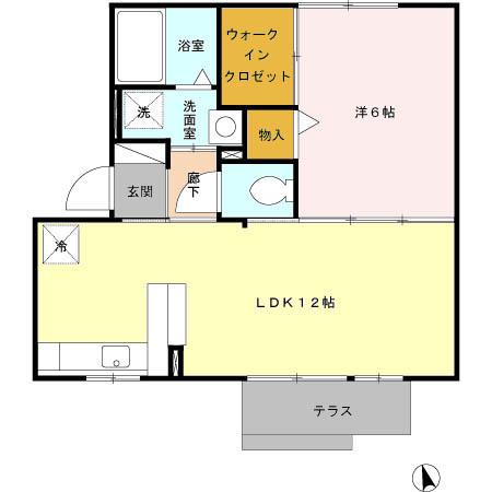 スマイルE&N E(1LDK/1階)の間取り写真