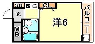 プラッツ王子公園(1K/2階)の間取り写真