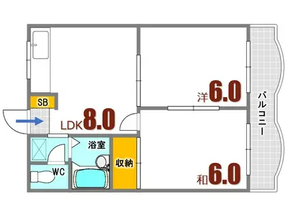 ル・モンド楓(2LDK/2階)の間取り写真