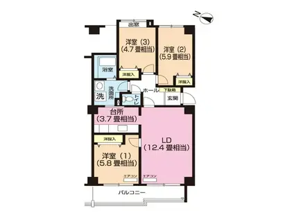 パティオス13番街(3LDK/6階)の間取り写真