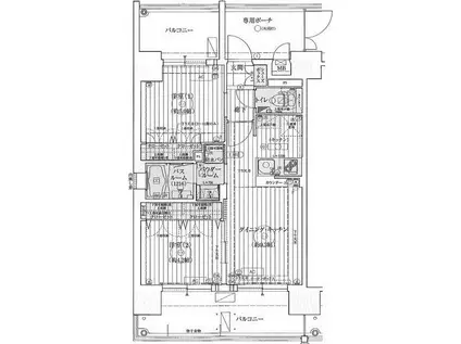 エステムコート梅田・天神橋IIグラシオ(2DK/4階)の間取り写真