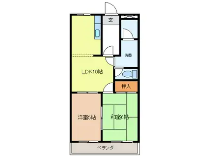 メモリアルコーポ II(2LDK/1階)の間取り写真