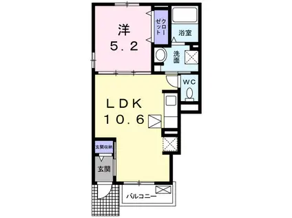 ロックフィールドIV(1LDK/1階)の間取り写真