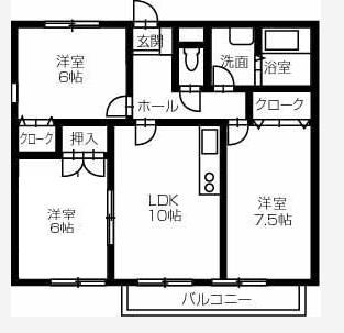 アベニール松茂(3LDK/1階)の間取り写真