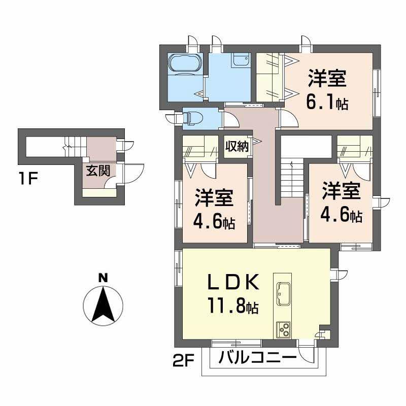 FRAGRANCE杜(3LDK/2階)の間取り写真
