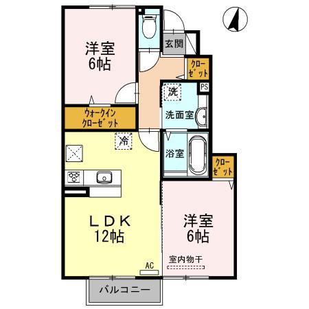 ハートフル(2LDK/1階)の間取り写真