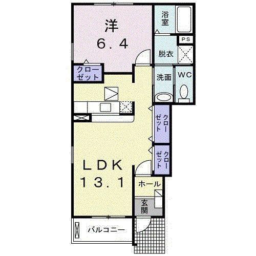 フォレスト K(1LDK/1階)の間取り写真