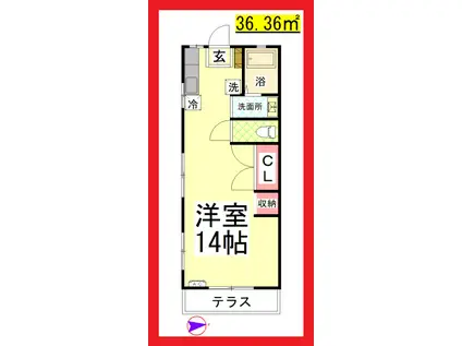 ハイツ松嶋(ワンルーム/1階)の間取り写真