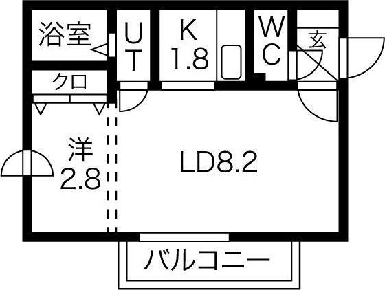グランメール南郷(1DK/2階)の間取り写真