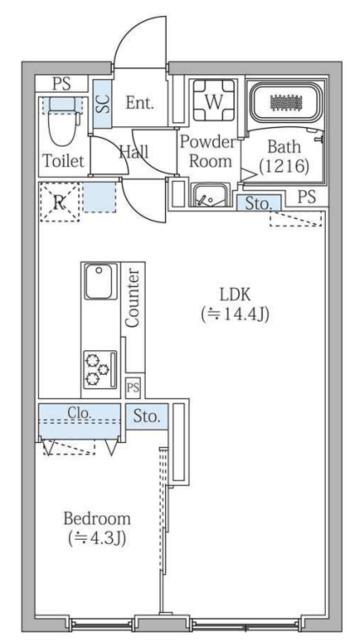 エスジーコート学芸大学(1LDK/4階)の間取り写真