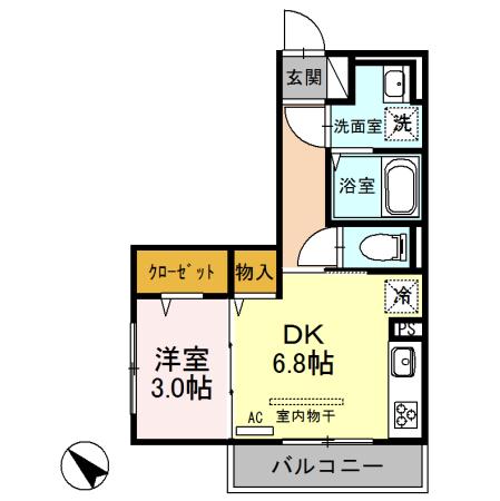 プロシード(1DK/3階)の間取り写真