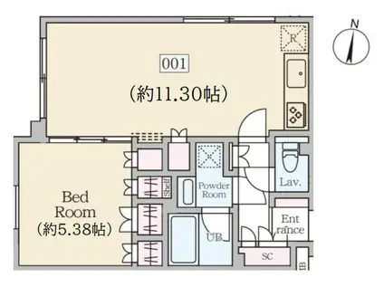 REVERESIDENCE初台(1LDK/B1階)の間取り写真