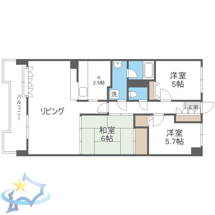 THE RESIDENCE PARK ODORIKOEN(3LDK/3階)の間取り写真