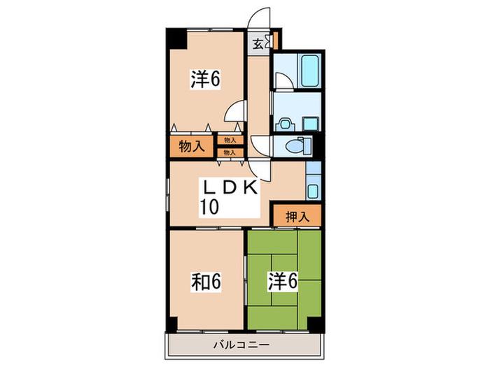 リベラル美しが丘(3LDK/4階)の間取り写真