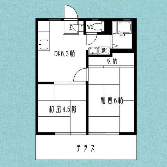 サニーハイツ(2DK/1階)の間取り写真