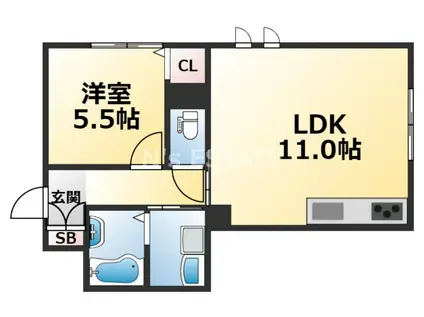 イーストテラス(1LDK/3階)の間取り写真