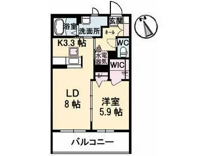 シャーメゾングランデ・カンパーナA(1LDK/1階)の間取り写真