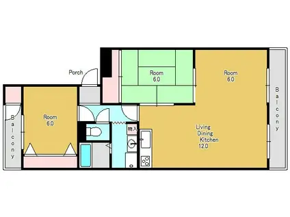 CALM COURT(2LDK/2階)の間取り写真