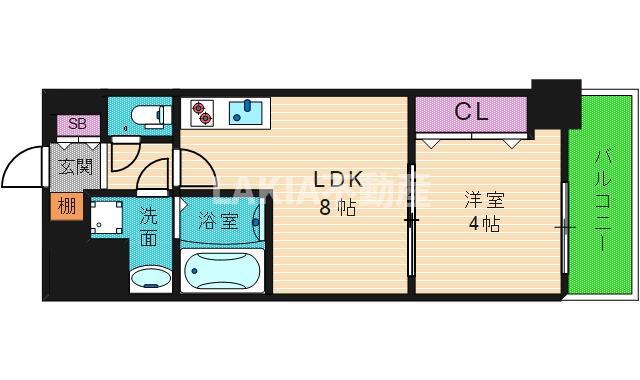 アーバネックス真田山(1LDK/3階)の間取り写真