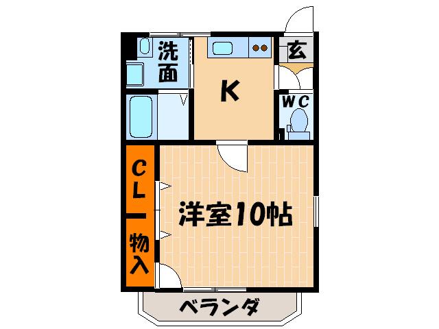 レインボーハウス(1K/1階)の間取り写真