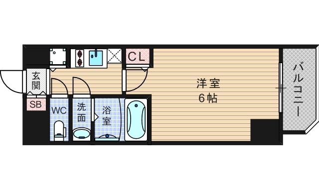 ララプレイス阿波座駅前フェリオ(1K/4階)の間取り写真