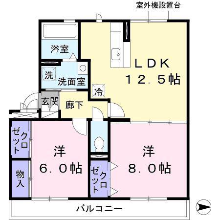 ビスタコート(2LDK/1階)の間取り写真
