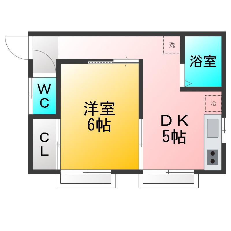リオハイツ(1DK/2階)の間取り写真