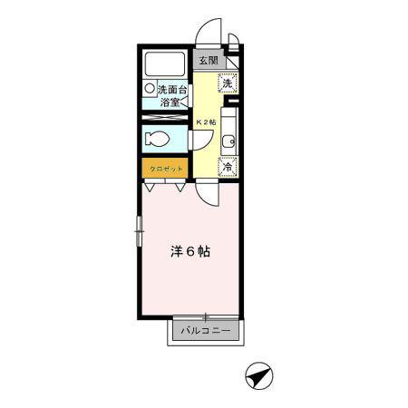 ヴィラロッソ(1K/2階)の間取り写真