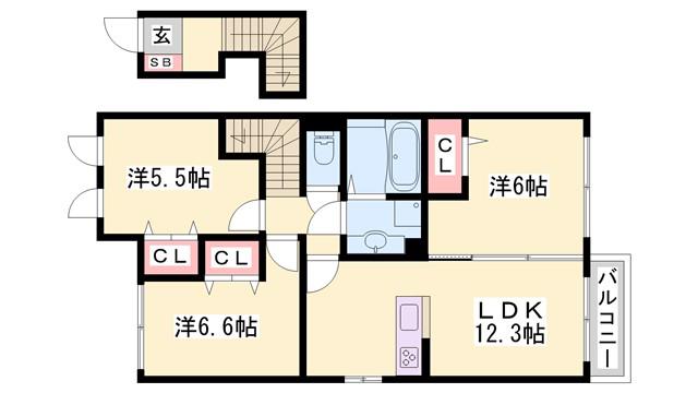 パインガーデン(3LDK/2階)の間取り写真
