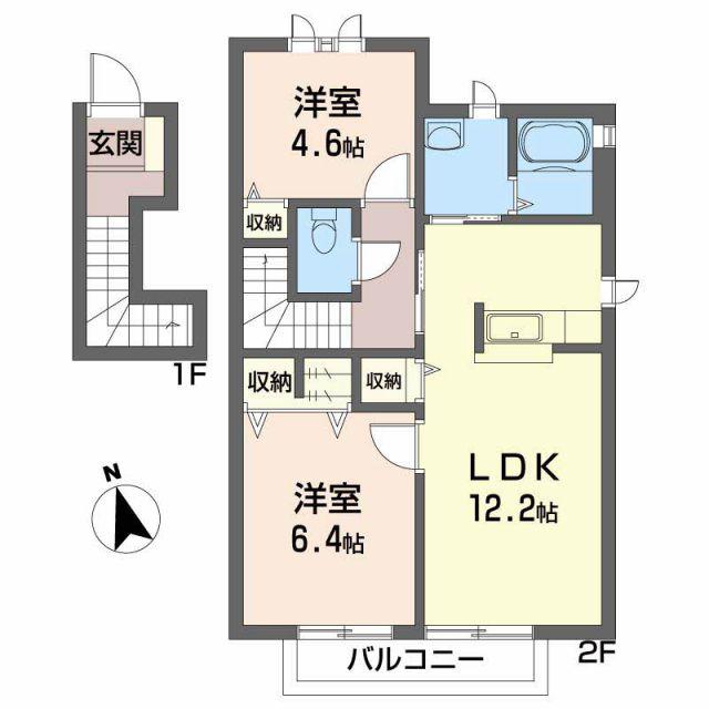 シャーメゾン大森 B棟(2LDK/2階)の間取り写真