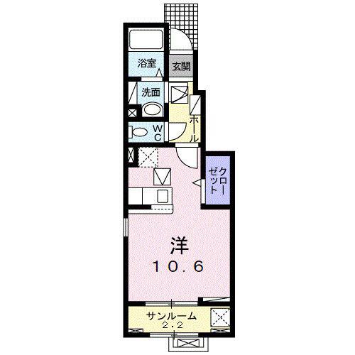 ペルズィモーネ(ワンルーム/1階)の間取り写真