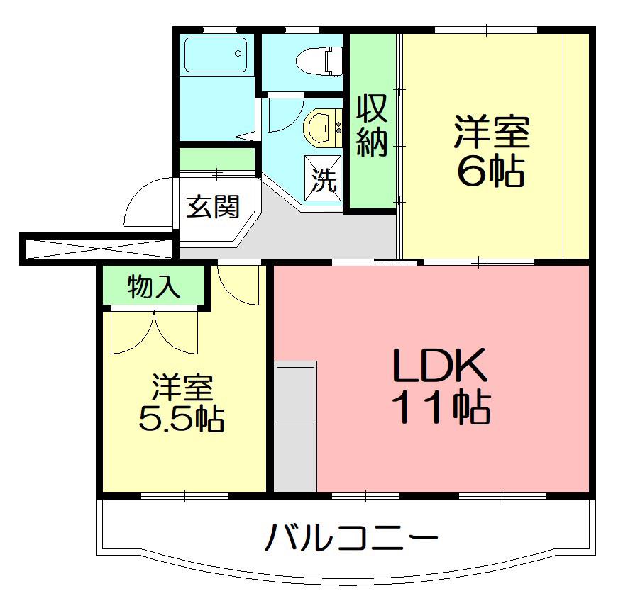 ヒルズ白根(3DK/2階)の間取り写真
