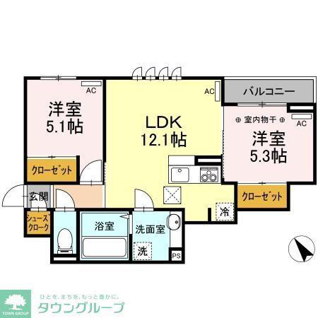 ストリーム久米川(2LDK/1階)の間取り写真