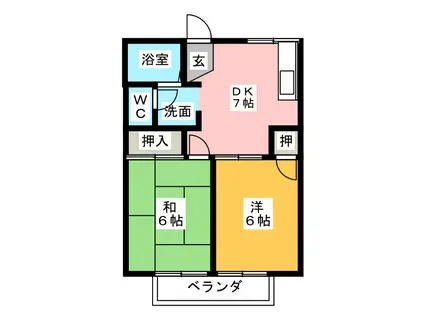 コーポ後田A(2DK/2階)の間取り写真