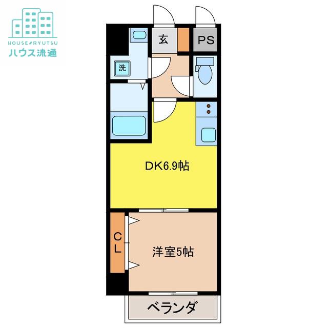 スリードット(1DK/5階)の間取り写真