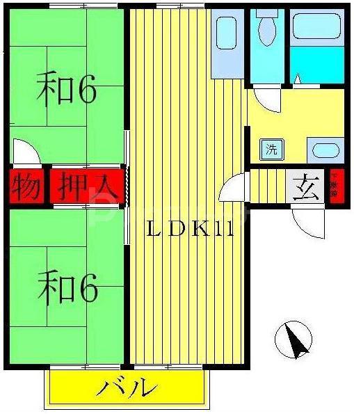 アークヒルカシワ(2LDK/1階)の間取り写真