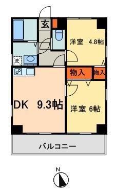 フローラル上野松が谷(2DK/12階)の間取り写真