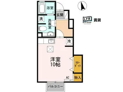 エスペランサ古泉II(ワンルーム/1階)の間取り写真