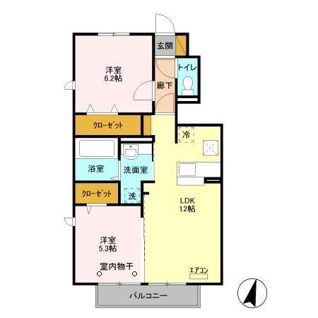 メゾン桜の里(2LDK/1階)の間取り写真