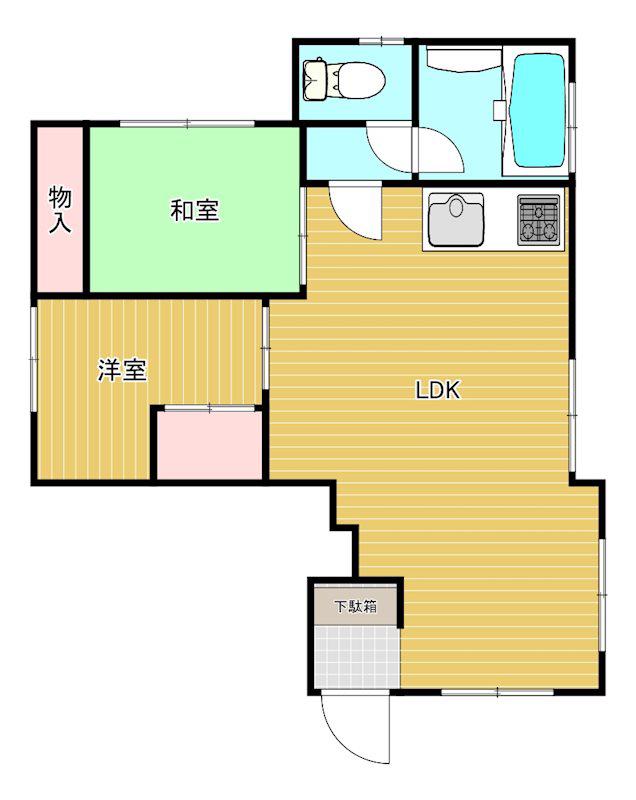 青木アパート(1SLDK/1階)の間取り写真