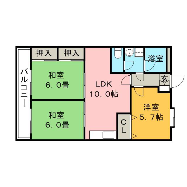 ライトハウス(3LDK/6階)の間取り写真