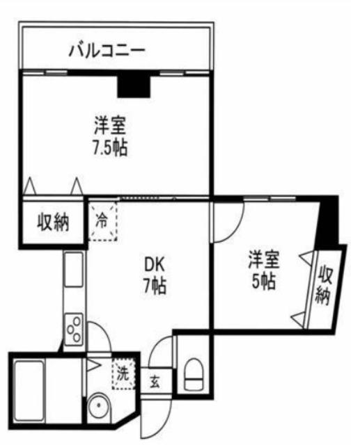 ハイツ末広(2DK/4階)の間取り写真