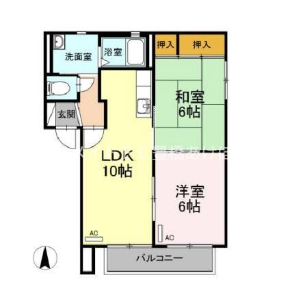 バリュージュ片西(2LDK/2階)の間取り写真